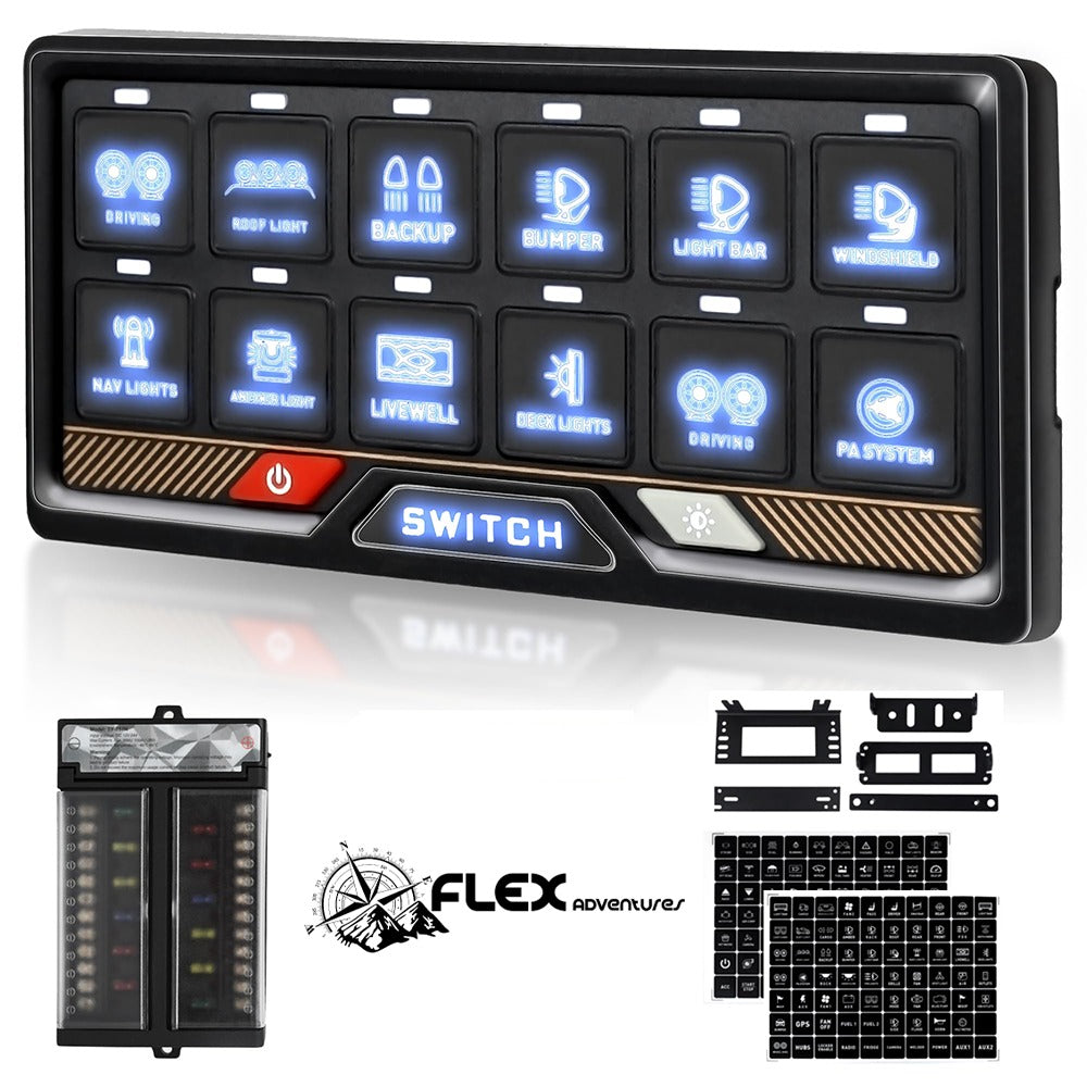 Flex 12-Gang Bluetooth Switch Panel | 12V 4x4 Control – Flex