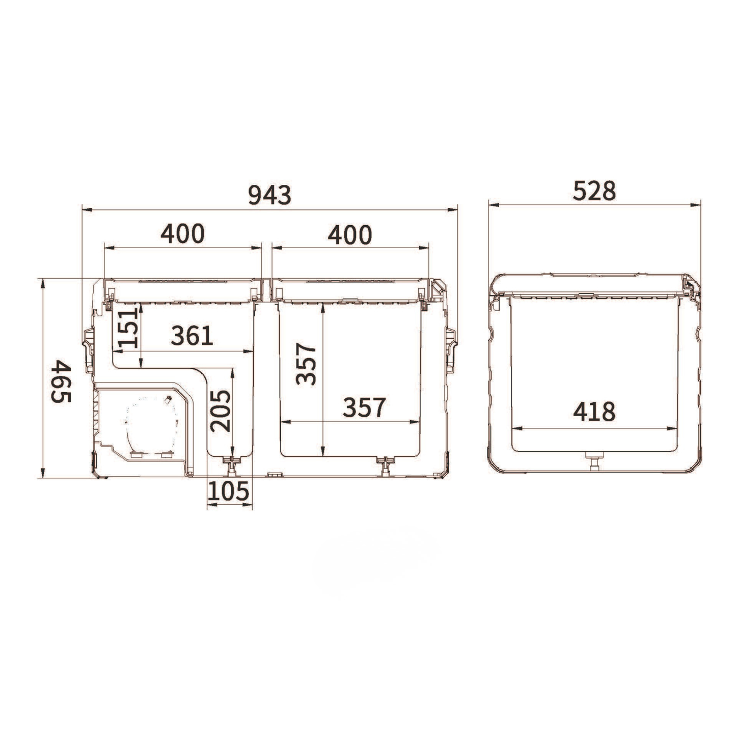 Flex TW95 Dual-Zone Camping Fridge-Freezer (12/24V + AC, Bluetooth App Control)