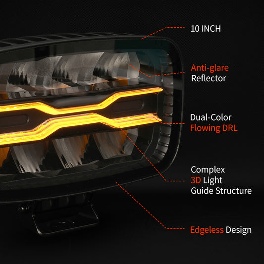 Flex 9" Rectangular LED Driving Lights