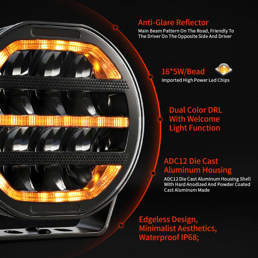 Flex 7” Round LED Driving Lights