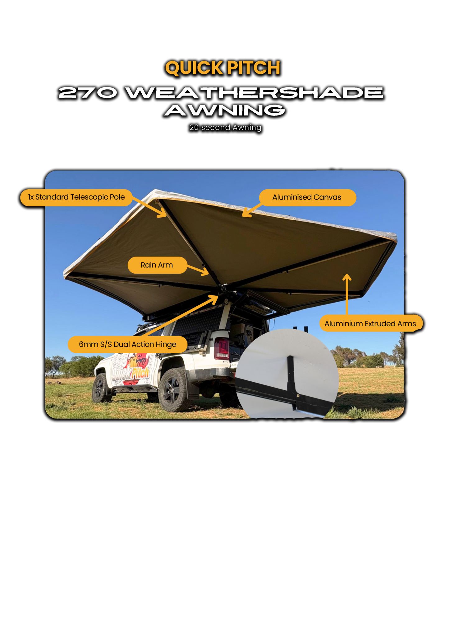 QUICK PITCH WEATHERSHADE 20 SEC AWNING