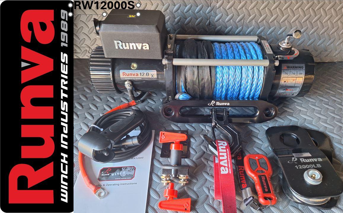 120000LBS – RUNVA WINCH 12V WITH SYNTHETIC ROPE (12 000LBS = 5 443KG) – IP67 MOTOR – RW12000S