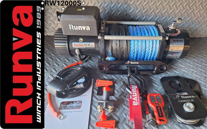 120000LBS – RUNVA WINCH 12V WITH SYNTHETIC ROPE (12 000LBS = 5 443KG) – IP67 MOTOR – RW12000S