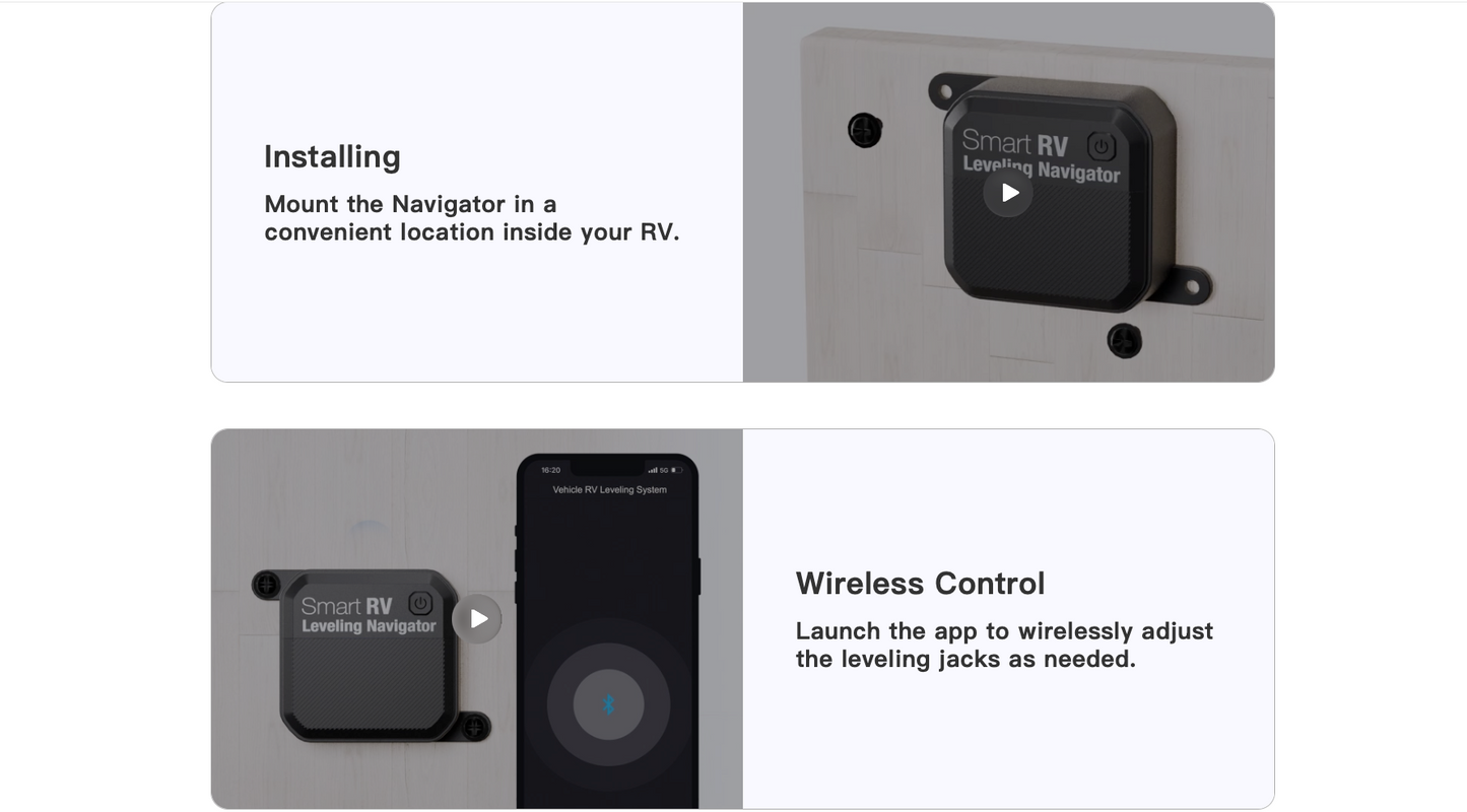 Smart RV Leveling Navigator | Wireless Bluetooth Caravan Leveler