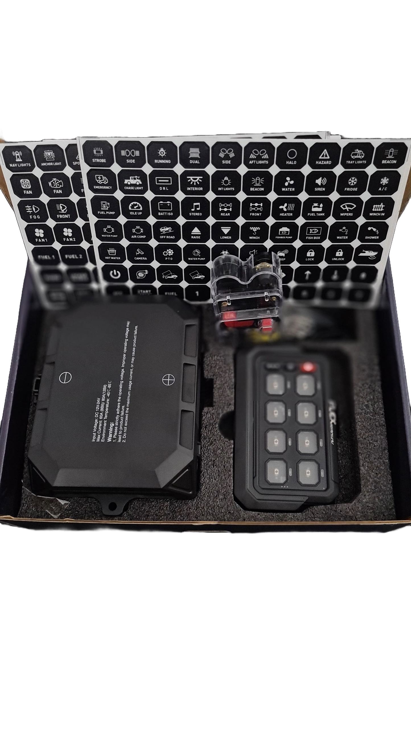 Flex 8G Wireless Switch Panel | 12V/24V 4x4 Accessory Control System (80A, RGB Backlighting, Wireless Range)
