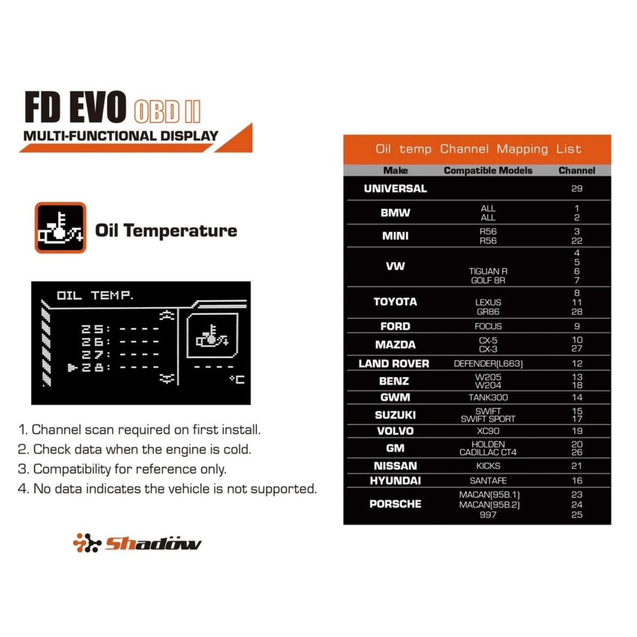 Shadow FD EVO Digital Racing Display | OBDII Performance Dash