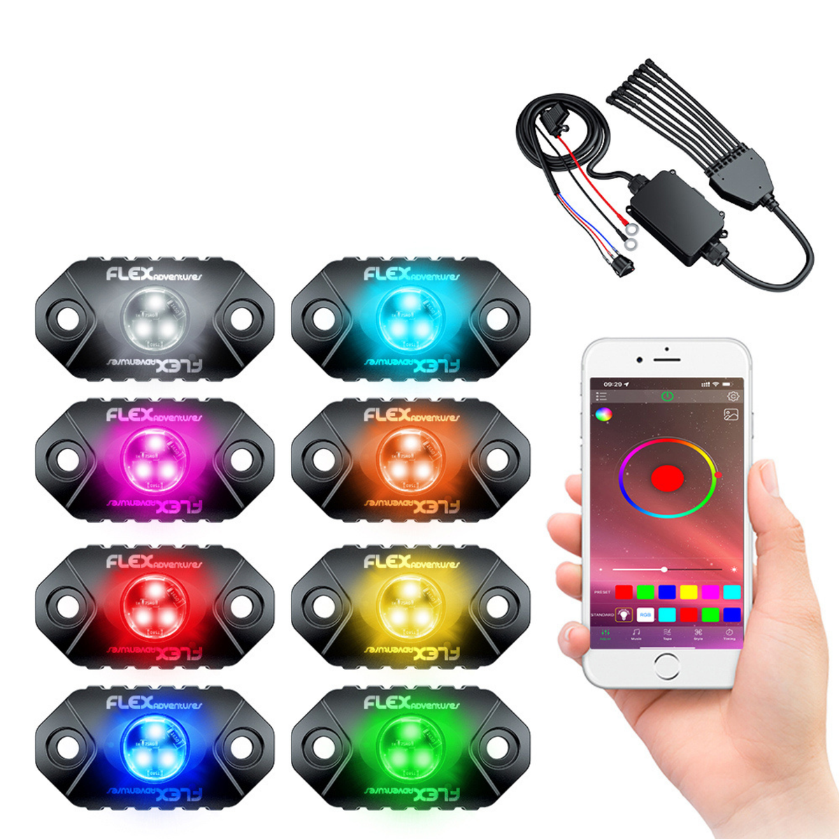 Flex RGB Rock Light Kit x8